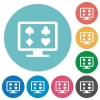 Online gambling flat white icons on round color backgrounds - Online gambling flat round icons