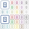 Mobile redial outlined flat color icons - Mobile redial color flat icons in rounded square frames. Thin and thick versions included.