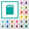 SD memory card flat color icons with quadrant frames on white background - SD memory card flat color icons with quadrant frames