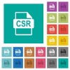 Sign request file of SSL certification multi colored flat icons on plain square backgrounds. Included white and darker icon variations for hover or active effects. - Sign request file of SSL certification square flat multi colored icons