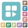 Component play white flat icons on color rounded square backgrounds - Component play rounded square flat icons