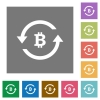 Bitcoin pay back square flat icons - Bitcoin pay back flat icons on simple color square backgrounds