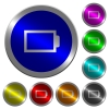 Empty battery without load units luminous coin-like round color buttons - Empty battery without load units icons on round luminous coin-like color steel buttons
