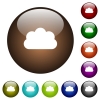 Cloud color glass buttons - Cloud white icons on round color glass buttons