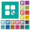 Protect component square flat multi colored icons - Protect component multi colored flat icons on plain square backgrounds. Included white and darker icon variations for hover or active effects.