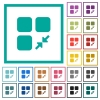 Reduce component flat color icons with quadrant frames - Reduce component flat color icons with quadrant frames on white background