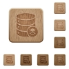 Database layers on rounded square carved wooden button styles - Database layers wooden buttons