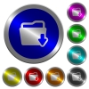Download folder luminous coin-like round color buttons - Download folder icons on round luminous coin-like color steel buttons