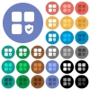 Protected component round flat multi colored icons - Protected component multi colored flat icons on round backgrounds. Included white, light and dark icon variations for hover and active status effects, and bonus shades on black backgounds.