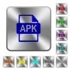 APK file format rounded square steel buttons - APK file format engraved icons on rounded square glossy steel buttons