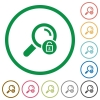 Unlock search flat color icons in round outlines on white background - Unlock search flat icons with outlines