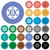 Bitcoin casino chip multi colored flat icons on round backgrounds. Included white, light and dark icon variations for hover and active status effects, and bonus shades on black backgounds. - Bitcoin casino chip round flat multi colored icons