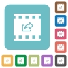 Export movie rounded square flat icons - Export movie white flat icons on color rounded square backgrounds