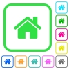 Home vivid colored flat icons - Home vivid colored flat icons in curved borders on white background