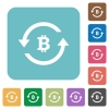 Bitcoin pay back white flat icons on color rounded square backgrounds - Bitcoin pay back rounded square flat icons