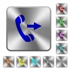 Outgoing phone call rounded square steel buttons - Outgoing phone call engraved icons on rounded square glossy steel buttons