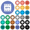 mp4 movie format round flat multi colored icons - mp4 movie format multi colored flat icons on round backgrounds. Included white, light and dark icon variations for hover and active status effects, and bonus shades on black backgounds.