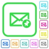 Pin mail vivid colored flat icons - Pin mail vivid colored flat icons in curved borders on white background