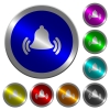 Ringing bell luminous coin-like round color buttons - Ringing bell icons on round luminous coin-like color steel buttons