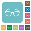 Eyeglasses white flat icons on color rounded square backgrounds - Eyeglasses rounded square flat icons