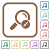 Narrowing search results simple icons in color rounded square frames on white background - Narrowing search results simple icons