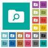Folder search multi colored flat icons on plain square backgrounds. Included white and darker icon variations for hover or active effects. - Folder search square flat multi colored icons