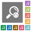 Cloud search square flat icons - Cloud search flat icons on simple color square backgrounds