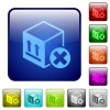 Package cancel color square buttons - Package cancel icons in rounded square color glossy button set