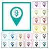 Traffic light GPS map location flat color icons with quadrant frames on white background - Traffic light GPS map location flat color icons with quadrant frames