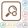 Stop search simple icons - Stop search simple icons in color rounded square frames on white background