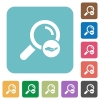 Search services white flat icons on color rounded square backgrounds - Search services rounded square flat icons