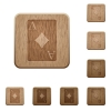 Ace of diamonds card on rounded square carved wooden button styles - Ace of diamonds card wooden buttons