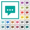 Working chat flat color icons with quadrant frames - Working chat flat color icons with quadrant frames on white background