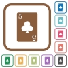 five of clubs card simple icons - five of clubs card simple icons in color rounded square frames on white background