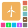 Wind turbine flat icons on rounded square vivid color backgrounds. - Wind turbine rounded square flat icons