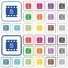 Decode movie color flat icons in rounded square frames. Thin and thick versions included. - Decode movie outlined flat color icons