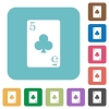 five of clubs card rounded square flat icons - five of clubs card white flat icons on color rounded square backgrounds