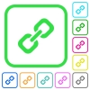 Link vivid colored flat icons in curved borders on white background - Link vivid colored flat icons