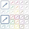 Toothbrush outlined flat color icons - Toothbrush color flat icons in rounded square frames. Thin and thick versions included.