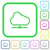 Cloud network vivid colored flat icons - Cloud network vivid colored flat icons in curved borders on white background