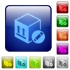 Package edit color square buttons - Package edit icons in rounded square color glossy button set