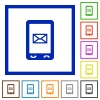 Unread SMS message flat color icons in square frames on white background - Unread SMS message flat framed icons