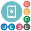 Mobile mark flat round icons - Mobile mark flat white icons on round color backgrounds