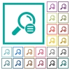 Search options flat color icons with quadrant frames - Search options flat color icons with quadrant frames on white background