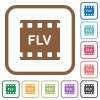 FLV movie format simple icons in color rounded square frames on white background - FLV movie format simple icons