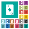 Ten of diamonds card square flat multi colored icons - Ten of diamonds card multi colored flat icons on plain square backgrounds. Included white and darker icon variations for hover or active effects.