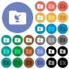 Remote folder multi colored flat icons on round backgrounds. Included white, light and dark icon variations for hover and active status effects, and bonus shades on black backgounds. - Remote folder round flat multi colored icons