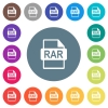 RAR file format flat white icons on round color backgrounds. 17 background color variations are included. - RAR file format flat white icons on round color backgrounds