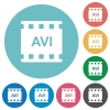 AVI movie format flat white icons on round color backgrounds - AVI movie format flat round icons