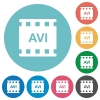 AVI movie format flat round icons - AVI movie format flat white icons on round color backgrounds